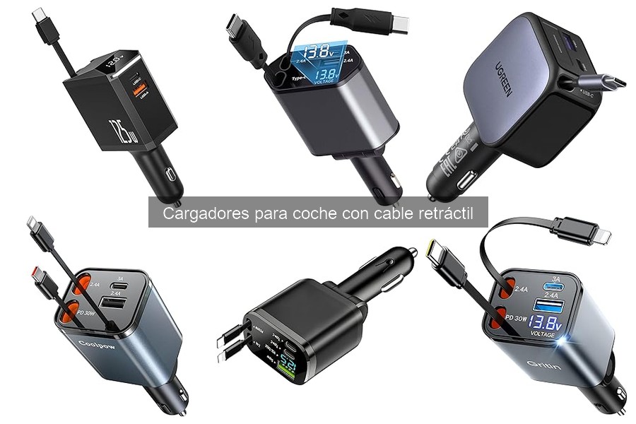Los 10 cargadores para coche con cable retráctil más vendidos