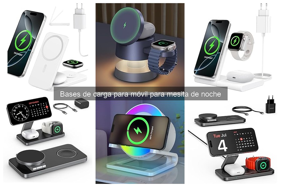 Tipos de bases de carga para móvil en mesita de noche